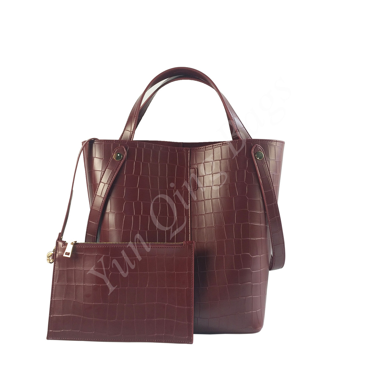 Stone Print Tote Bag with Attached Pouch
