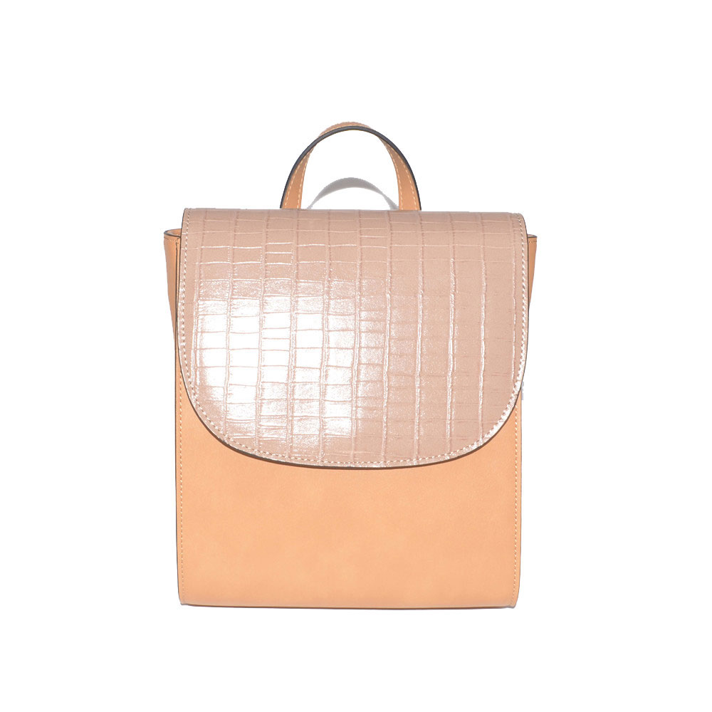 Fashion Color Contrast Croco Backpack Bag