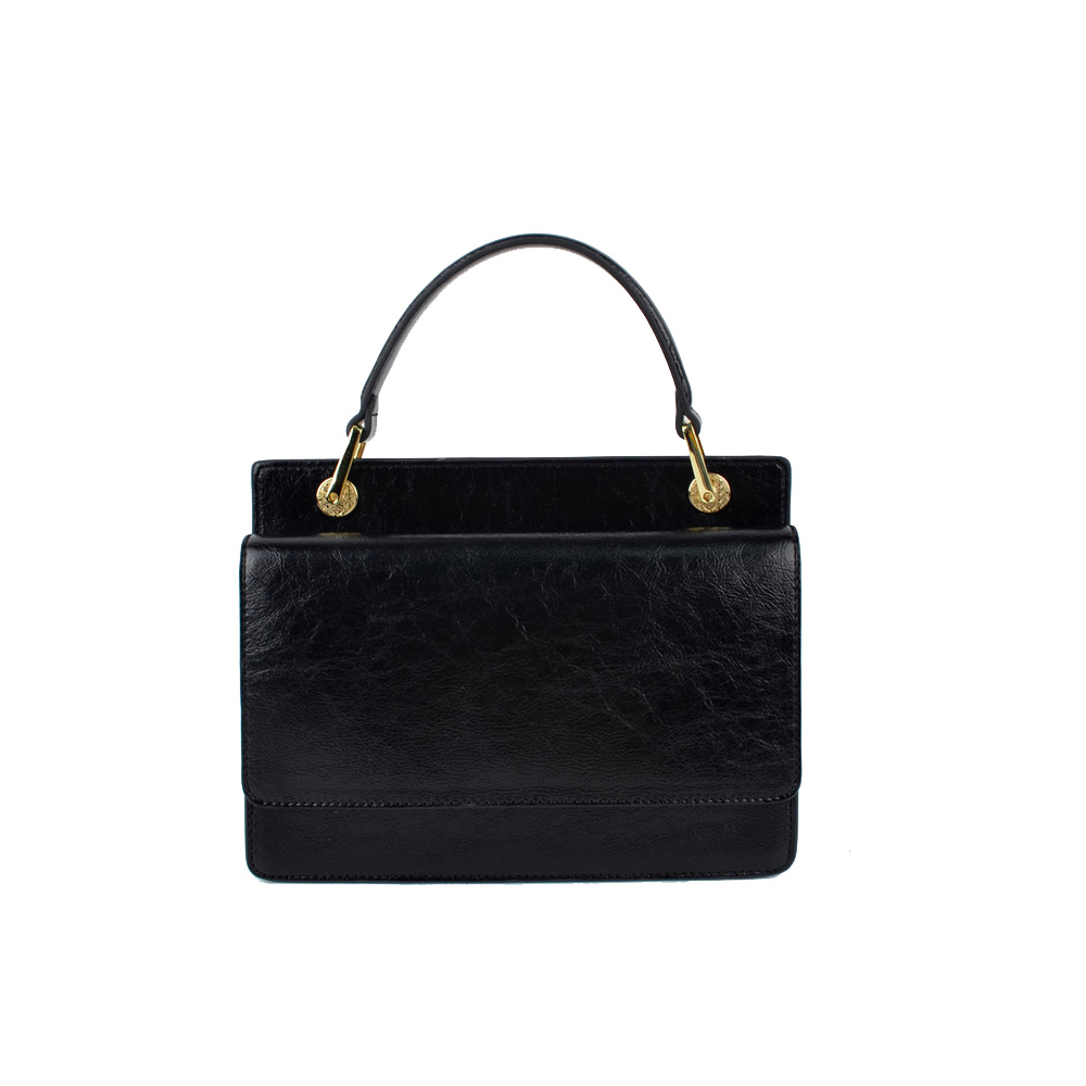Black Color Rectangular Ladies Leather Handbag