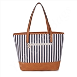 Printed Strip Line Canvas Tote Lady Hand Bag