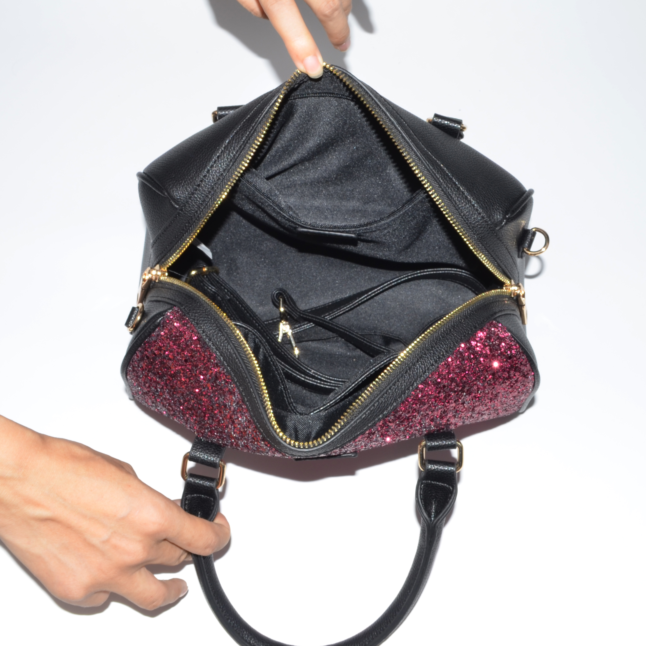 Fashionable Girl Boston Bag with Front Hanger