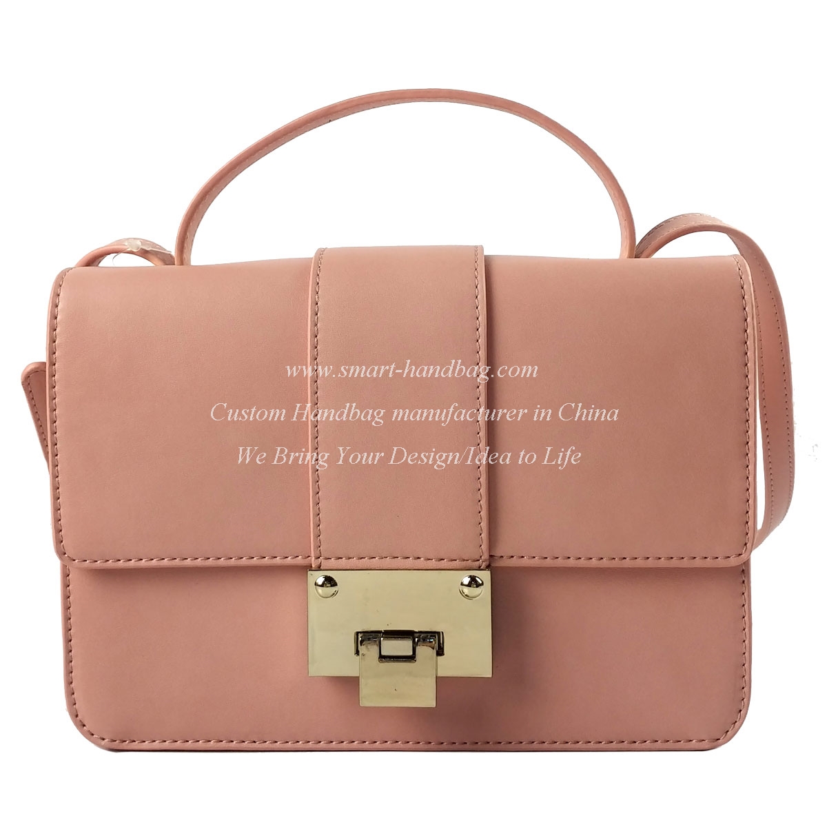 Lady Handbag with Vertical Lock Closure