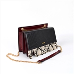 Contrast Color Python Crossbody Fashion Bag