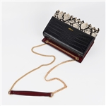 Contrast Color Python Crossbody Fashion Bag