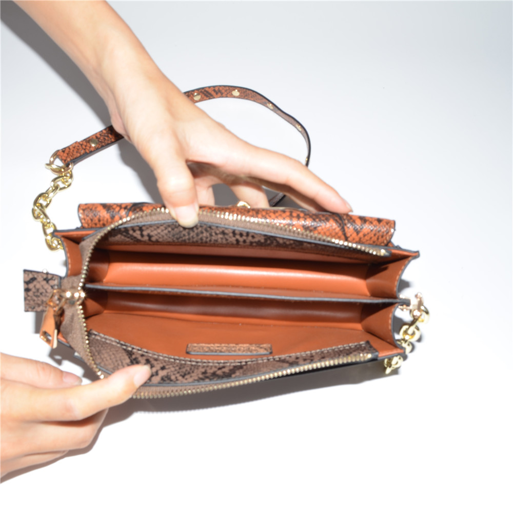 Snake PU Functional Crossbody Bag with Flat