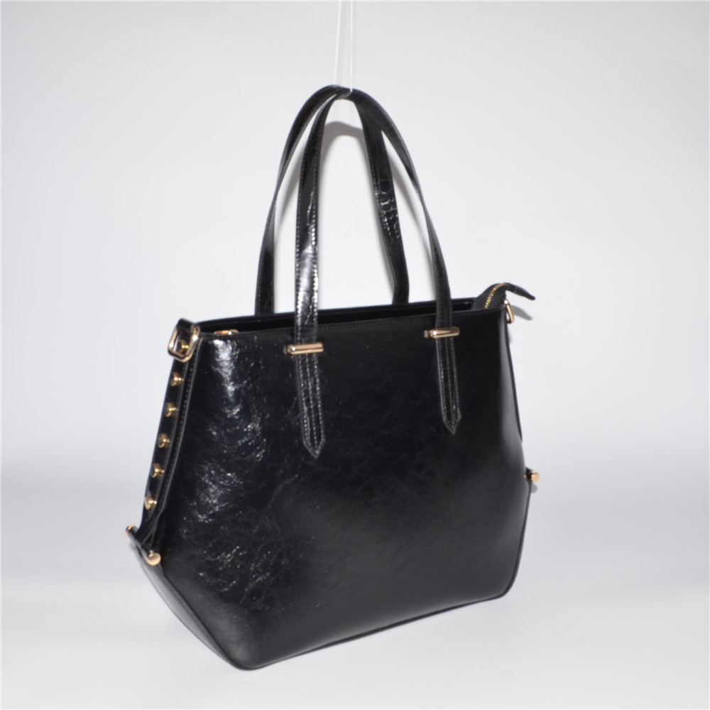 Black Color PU Tote Bag Women Handbag
