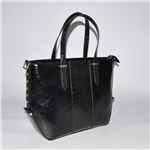 Black Tote Handbag with Studs Decoration