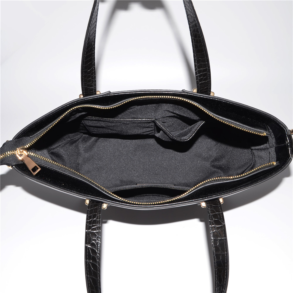 Black Tote Handbag with Studs Decoration
