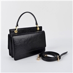 Black Color Rectangular Ladies Leather Handbag