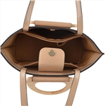 Beige Color Classy Tote Bag with Wood Handle