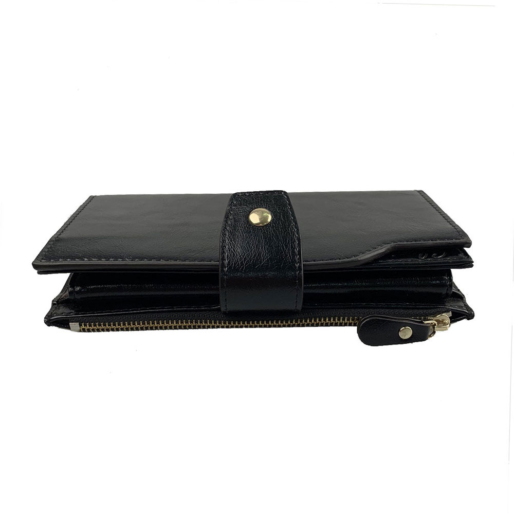 Black Wallet with Short Strip and Zipper Around