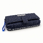 Quilting Customizable Navy Polka-Dot Double-Zip Long Men PU Wallet