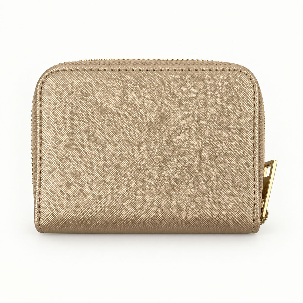 Gold Card Holder with Zipper Around