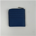 Mini Blue Card Holder With Zipper Around