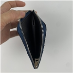 Mini Blue Card Holder With Zipper Around