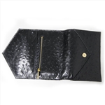 Genuine Leather Ostrich Print Envelop Wallet